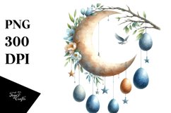 Watercolor Half Moon with Hanging Eggs PNG Product Image 1