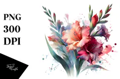 Gladiolus Watercolor Splash PNG Product Image 1