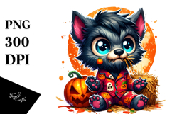 Confused Werewolf with Pumpkins, PNG Product Image 1