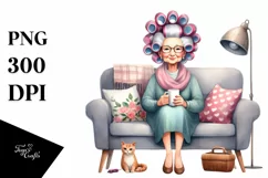 Watercolor Lady Mug Hair Curlers | Sublimation Clipart Product Image 3