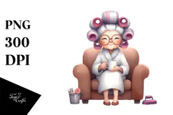 Watercolor Lady Mug Hair Curlers | Sublimation Clipart Product Image 1