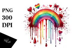 Simple Rainbow with Blood and Hearts PNG Product Image 1