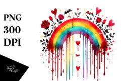 Colorful Rainbow with Hearts, PNG Product Image 1