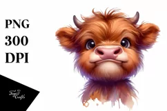 Expressive Funny Highland Cow PNG Product Image 1