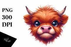 Expressive Funny Highland Cow PNG Product Image 3