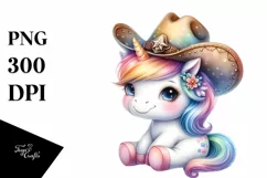 Cute Baby Unicorn with Cowboy Hat in Style Product Image 1