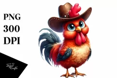 Funny Rooster Standing Proud in Hat | Sublimation Clipart Product Image 3