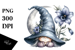 Cute Garden Gnome with Lobelia PNG Product Image 1