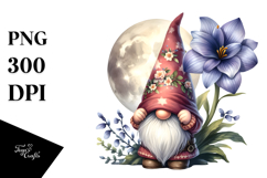 Cute GNOME with Lobelia PNG Product Image 1