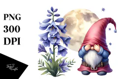 Cute GNOME with Lobelia PNG Product Image 1