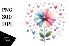 Colorful Boho Flower with Heart Petals PNG Product Image 1