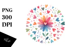 Colorful Boho Flower with Heart Petals PNG Product Image 1