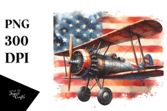 Vintage Biplane with USA Flag Product Image 1