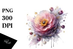 Abstract Watercolor Ranunculus | Clipart Product Image 1