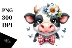 Funny Cow with Bow Tie, Transparent PNG Product Image 1