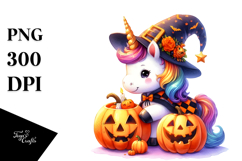 Halloween Baby Unicorn Drawing Clipart Product Image 1