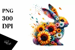Abstract Bunny with Sunflower Body, PNG Product Image 3