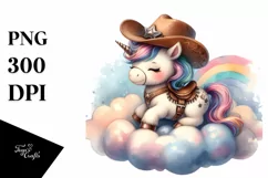 Cute Baby Unicorn Cowboy Hat Watercolor Product Image 1