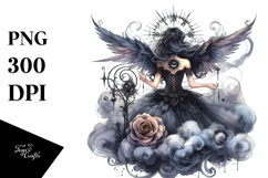 Gothic Fairy on Cloud, Back View PNG Product Image 1