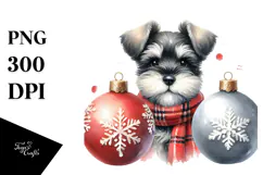 Cute Christmas Miniature Schnauzer, High-Res PNG Product Image 1