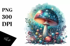 Magical Shiny Mushroom Watercolor Splash PNG Product Image 3