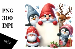 Cute Christmass Gnome Peeking Over Paper PNG Product Image 3