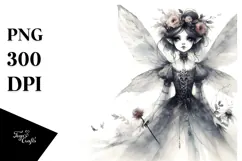 Whimsical Gothic Fairy Illustration, Transparent PNG Product Image 1