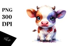 Watercolor Cute Baby Cow | Sublimation | Clipart Product Image 1