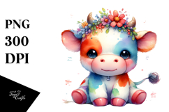 Watercolor Cute Baby Cow | Sublimation | Clipart Product Image 1