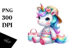 Colorful Baby Unicorn with Beachwear, PNG Product Image 3
