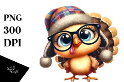 Watercolor Funny Turkey Chick es | Sublimation Clipart Product Image 1