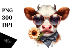 Funny Cow with Sunglasses PNG Product Image 1