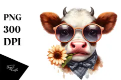 Funny Cow with Sunglasses PNG Product Image 1