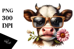 Funny Cow with Sunglasses PNG Product Image 1