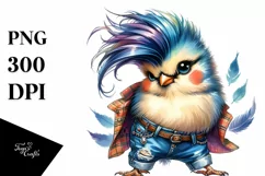 Funny Bird Model with Jeans, Transparent PNG Product Image 3
