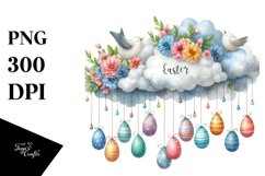 Colorful Cloud with Easter Eggs PNG Product Image 1
