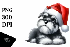 Watercolor Miniature Schnauzer with Santa Hat Product Image 1