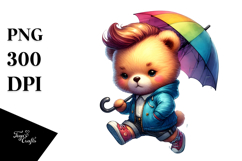 Running Baby Bear with Cool Haircut PNG Product Image 1