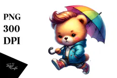 Running Baby Bear with Cool Haircut PNG Product Image 1