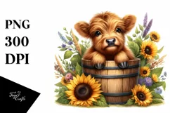 Cute Baby Highland Cow, Transparent PNG Product Image 1