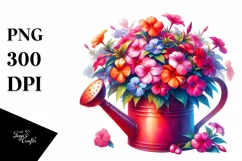 Colorful Watering Can with Impatiens Clipart Product Image 3