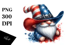 Detailed Patriotic Cowboy Gnome Clipart Product Image 1