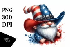 Detailed Patriotic Cowboy Gnome Clipart Product Image 1