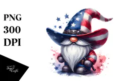 Washed Watercolor Patriotic Cowboy Gnome Product Image 1