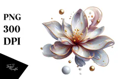 Abstract -Like Magnolia with Golden Insertions, PNG Product Image 1