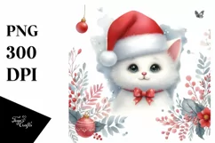 Vibrant Cat with Santa Hat, High-Res PNG Product Image 1