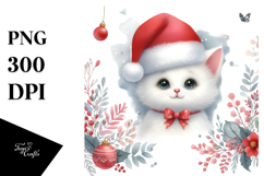 Vibrant Cat with Santa Hat, High-Res PNG Product Image 1