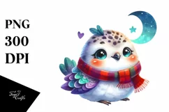 Colorful Smiling Baby Ptarmigan with Moon | Sublimation | Product Image 1