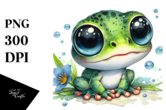 Cute Energetic Frog PNG Product Image 1