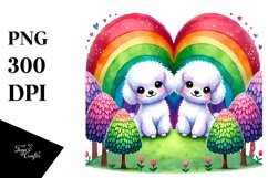 Cute Bichon Frise Rainbow Trees PNG Product Image 1